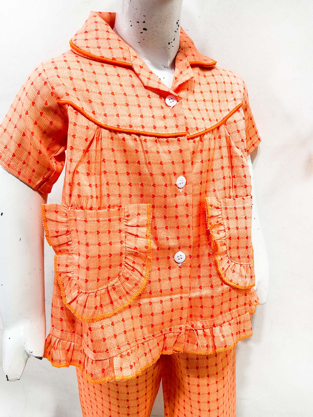 1Yrs - 5Yrs Orange Cotton Night Suit For Girls NG GNS30