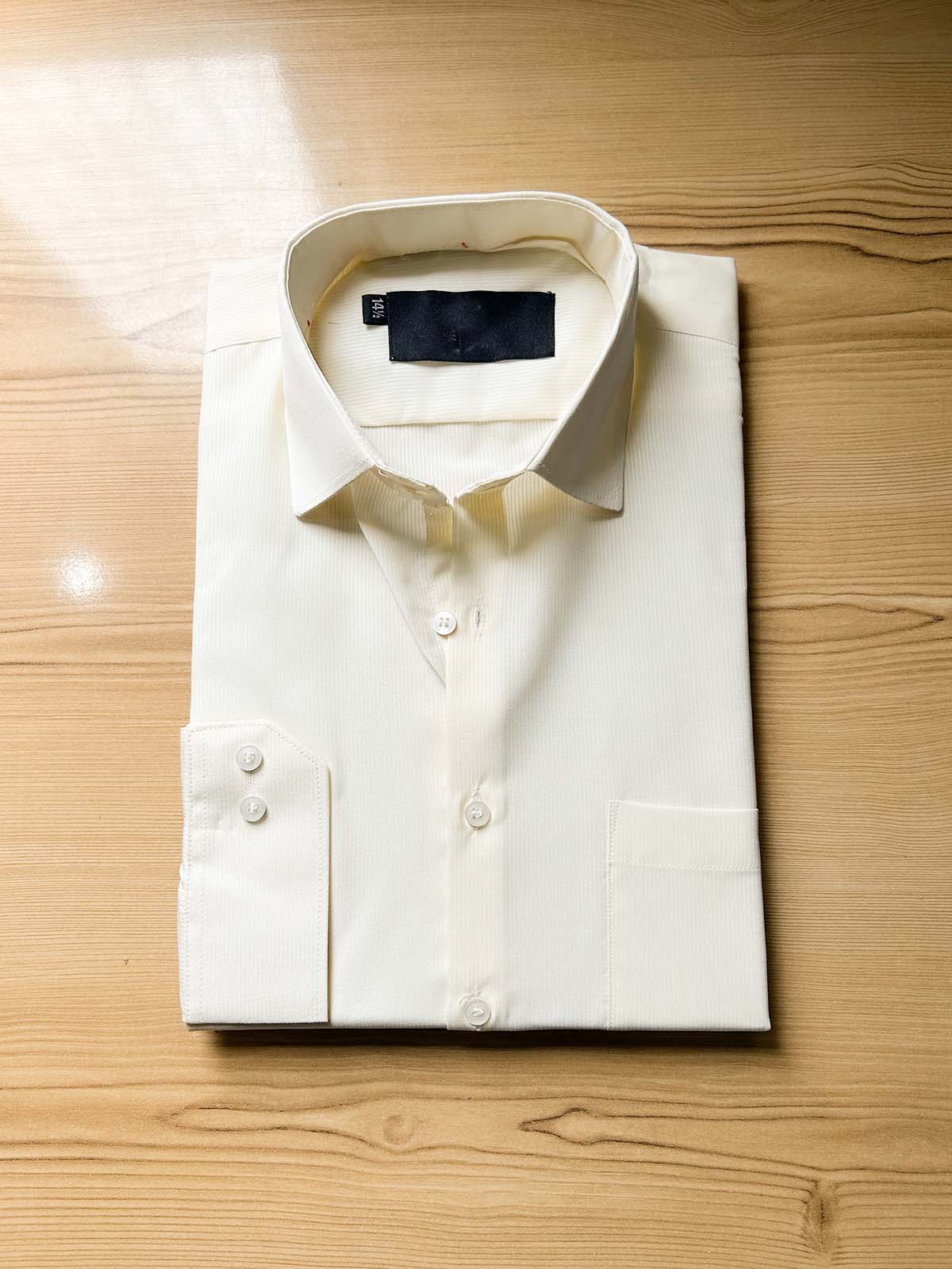 Cream Self Formal Dress Shirt For Men MFS563