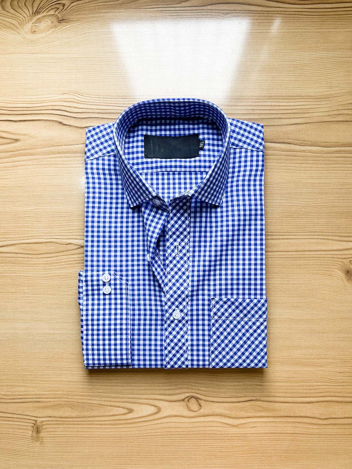 Blue Mini Checks Formal Dress Shirt For Men MFS434