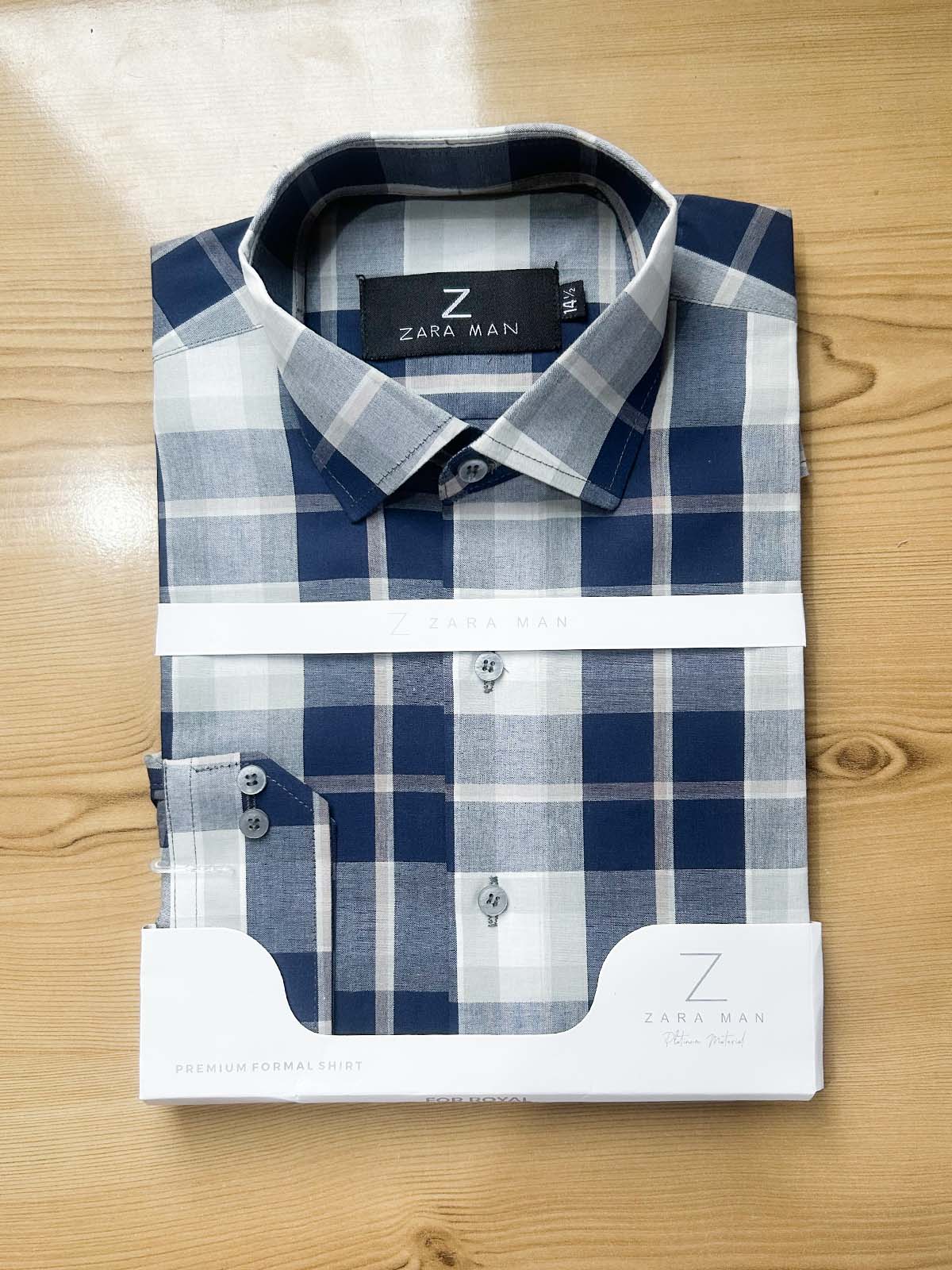 MFS606 Blue Checks Formal Dress Shirt For Men