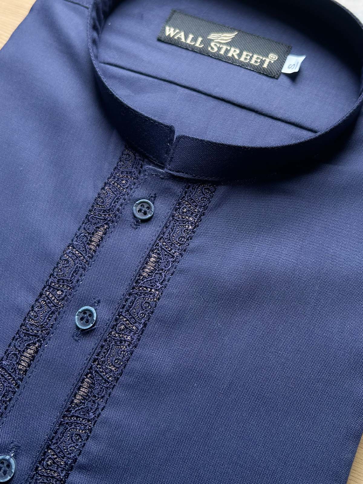 952/1-4 MSK489 Blue Stitched Suit Sherwani Collar Kameez Shalwar For Men