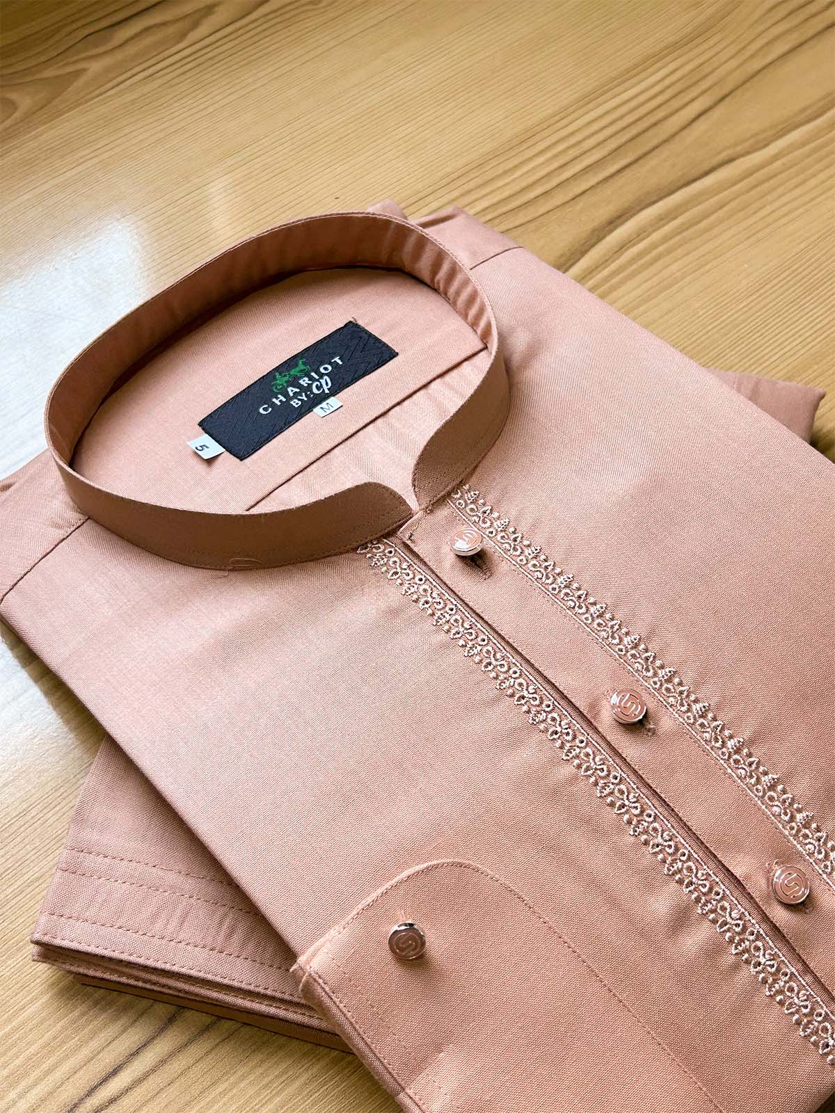 954B-7 Peach Stitched Suit Sherwani Collar Kameez Shalwar For Men MSK360