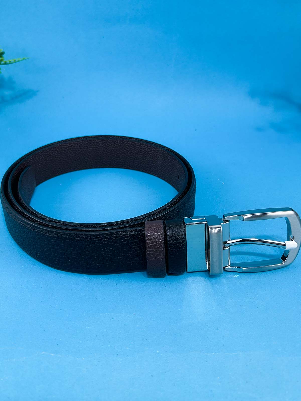 2 in 1 Black and Brown Faux Leather Belt For Men MB92