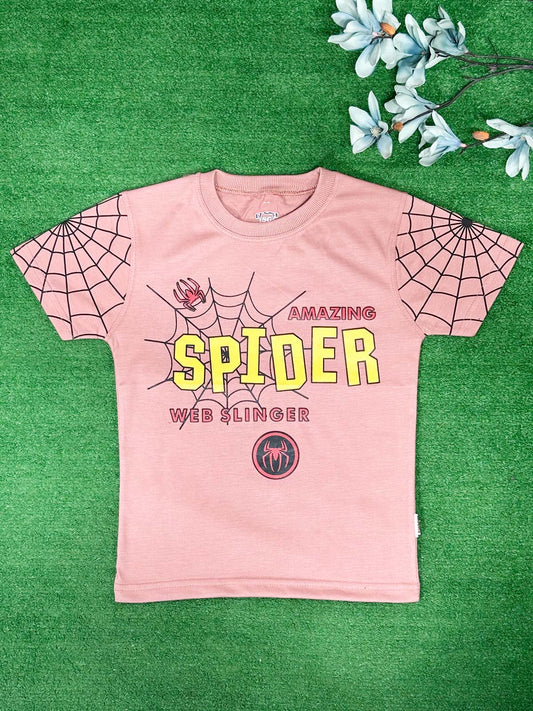 3Yrs - 7Yrs Spider Pink T-Shirt For Boys SG BTS125