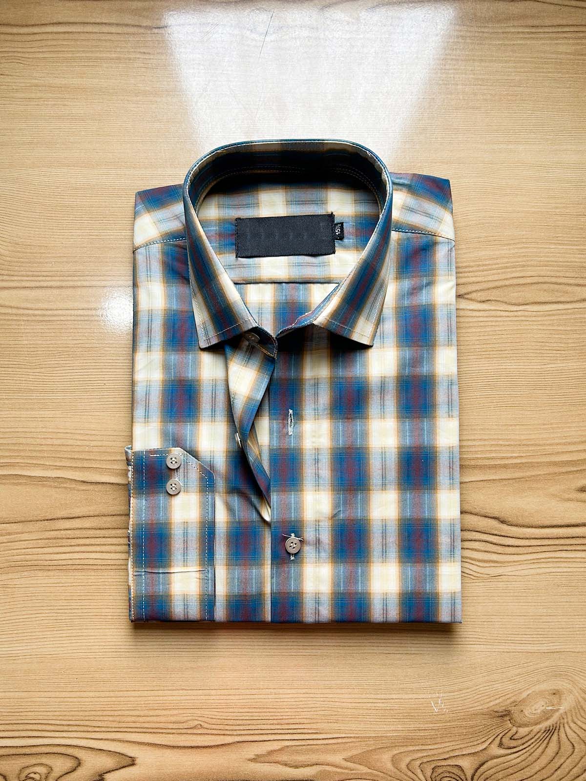 B Blue Checks Formal Dress Shirt For Men MFS443