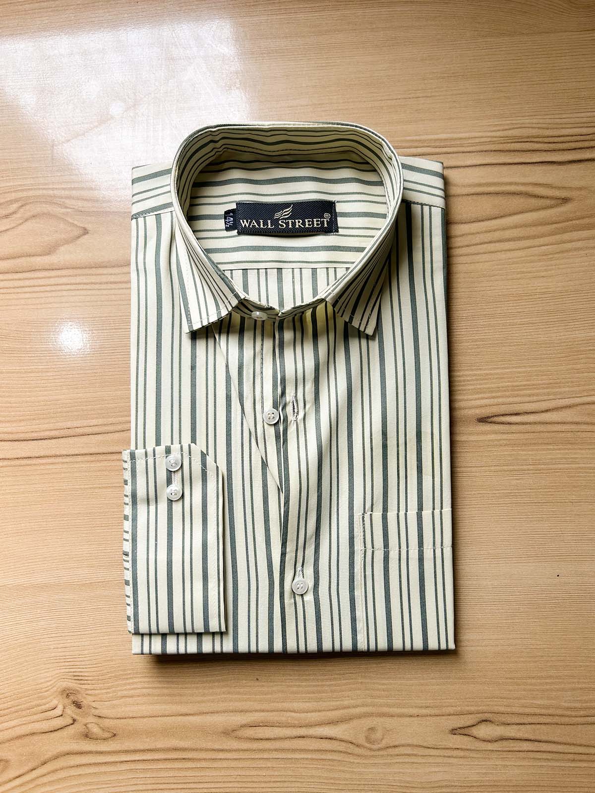 Light Yellow Lines Formal Dress Shirt For Men MFS566