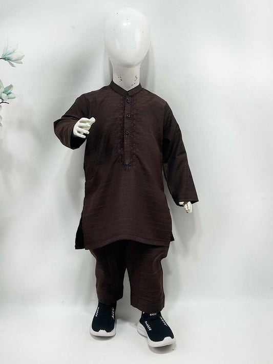 2Yrs - 8Yrs Brown Kameez Shalwar Suit For Boy AM BKS210