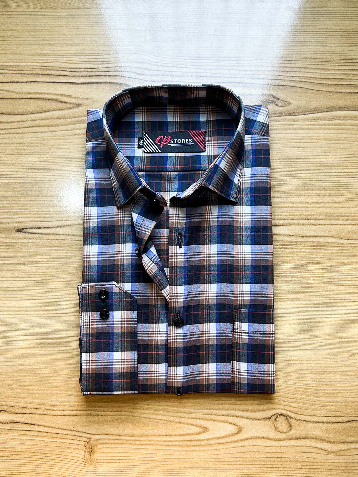 B Black Checks Formal Dress Shirt For Men MFS454