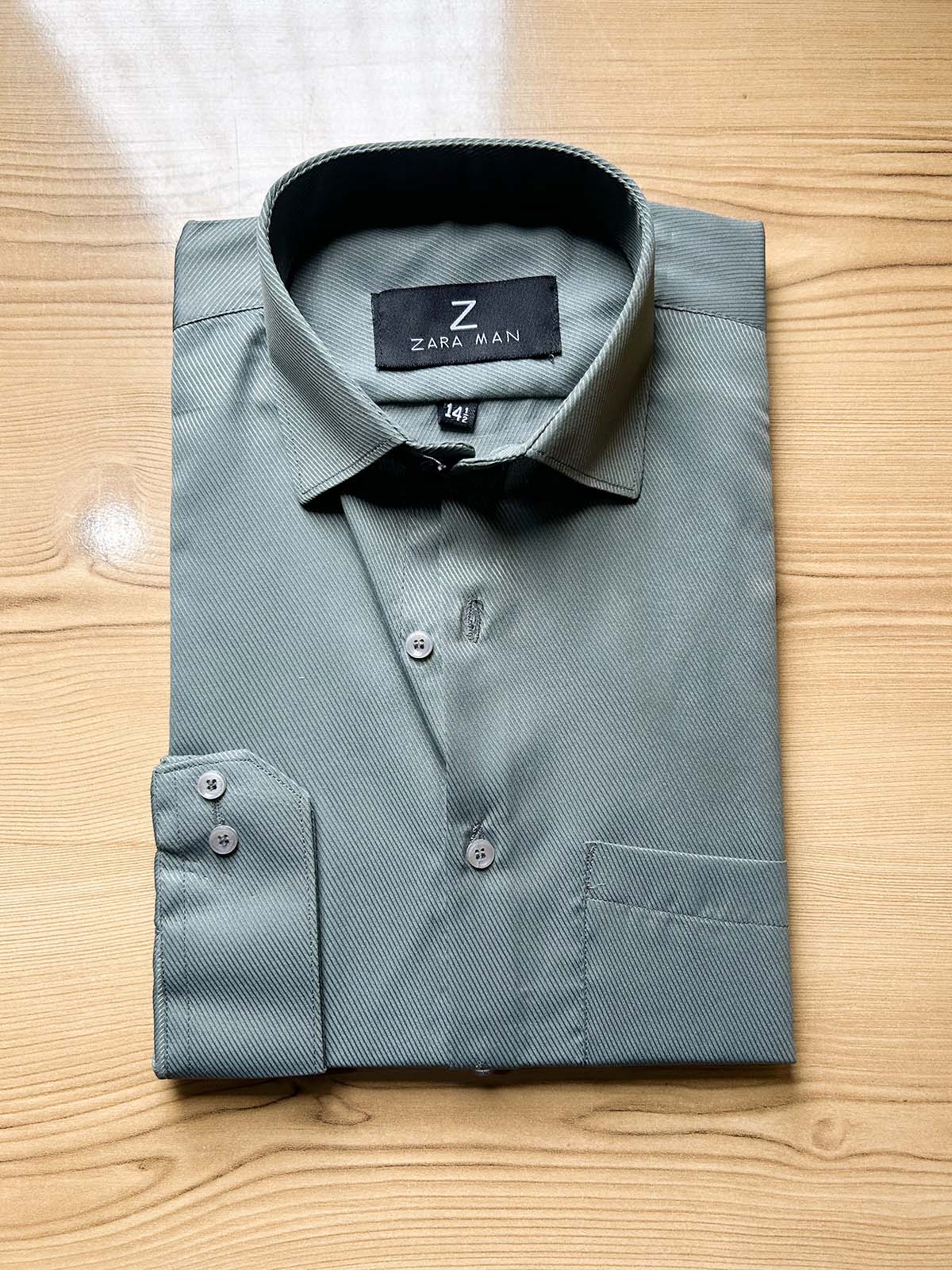 Green Self Textured Formal Dress Shirt For Men MFS571