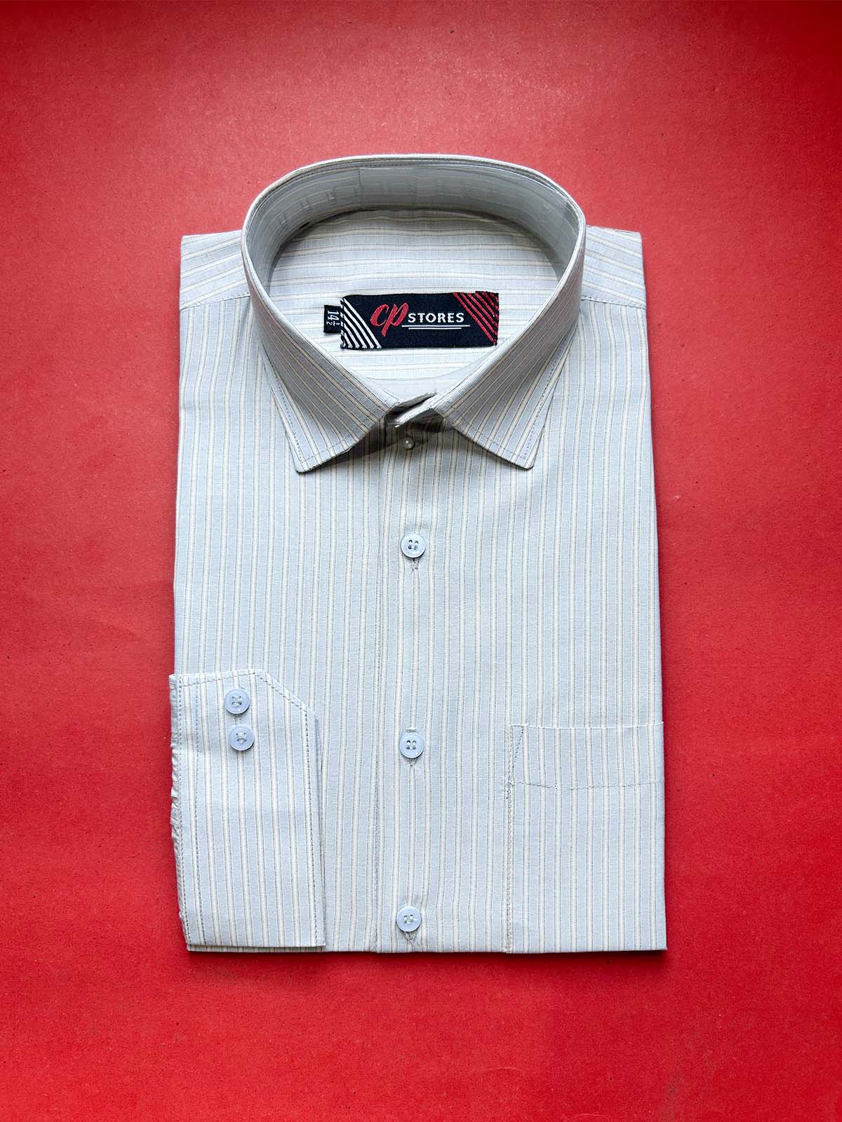 Grey F Lines Formal Dress Shirt For Men MFS464