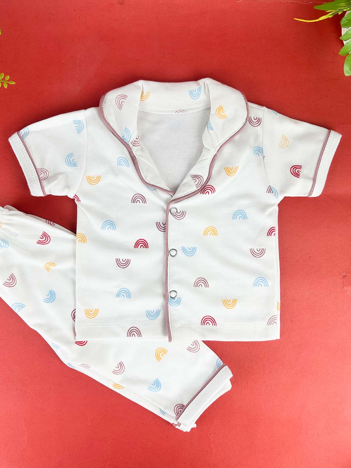 3Mth - 9Mth White Night Suit For Newborn NBS787