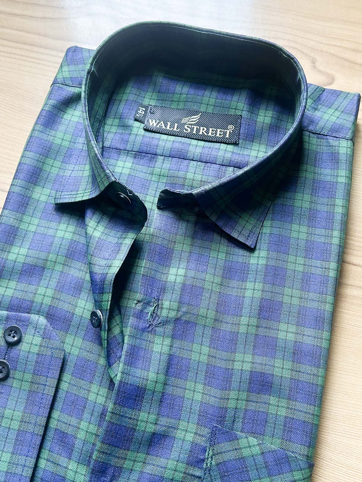Green Checks Formal Dress Shirt For Men MFS576
