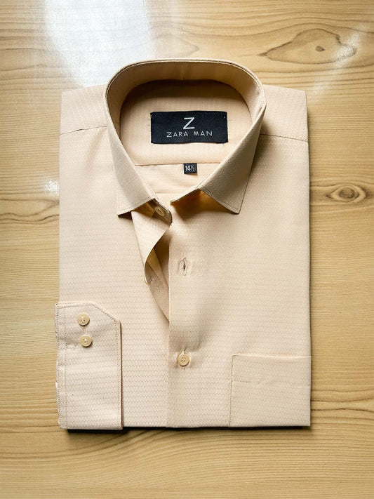 MFS598 Fawn Textured Formal Dress Shirt For Men