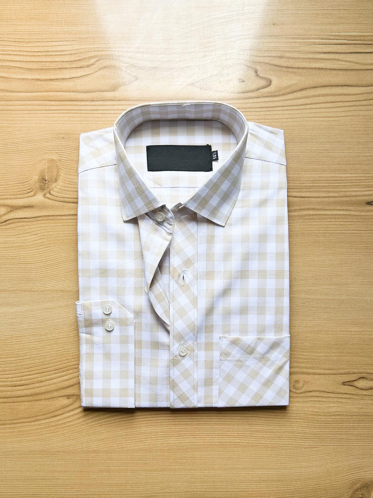 Beige Checks Formal Dress Shirt For Men MFS499