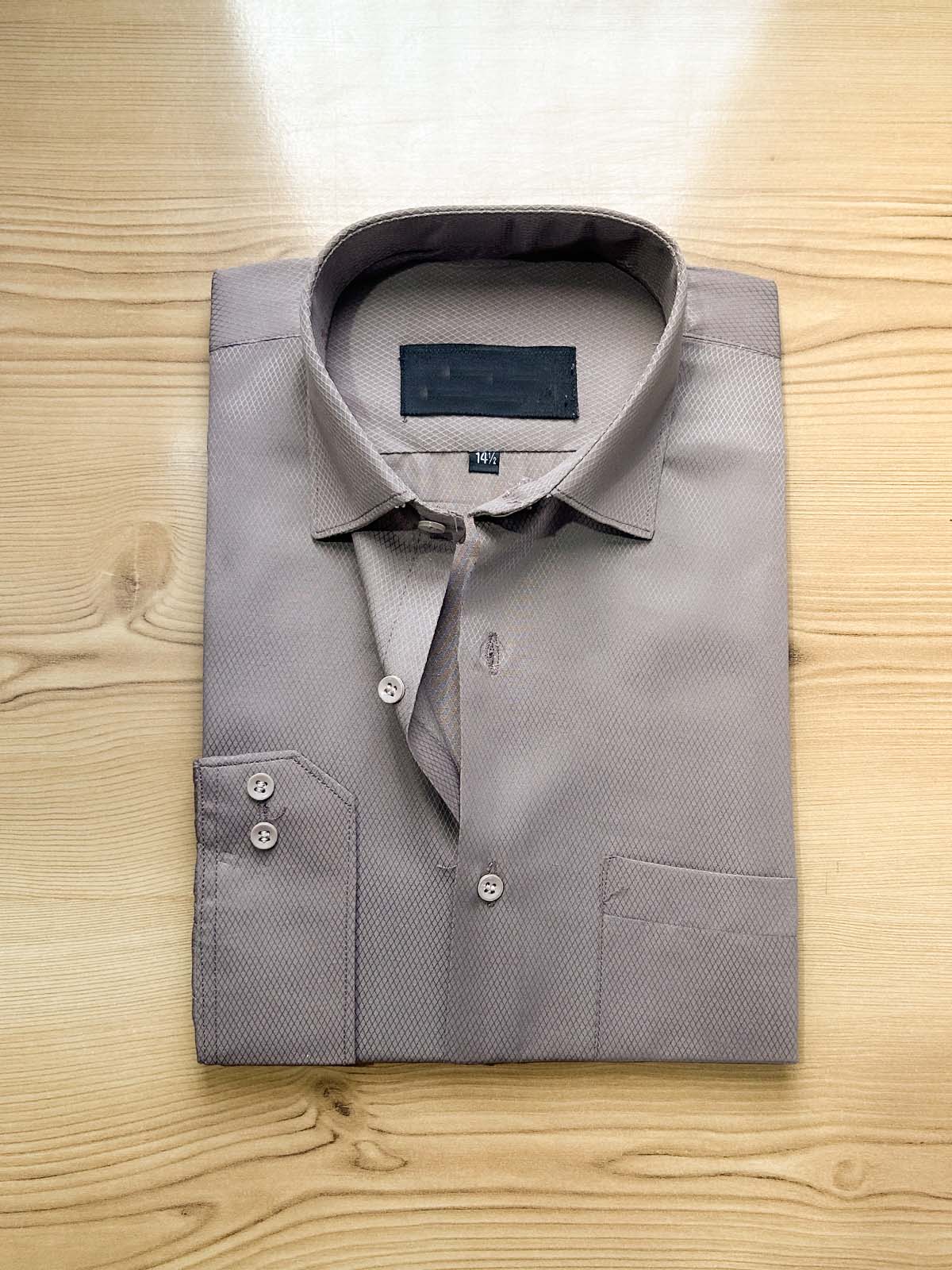 Brown Textured Formal Dress Shirt For Men MFS504
