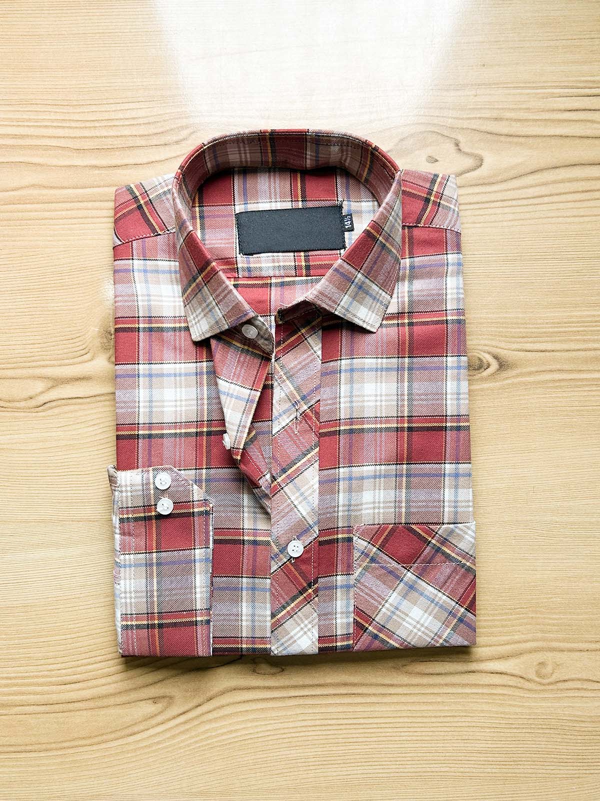 Red Checks Formal Dress Shirt For Men MFS512