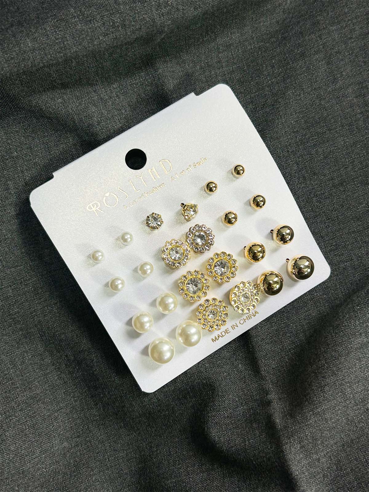 Pack Of 12 Multi Stud Earrings Set WGN36