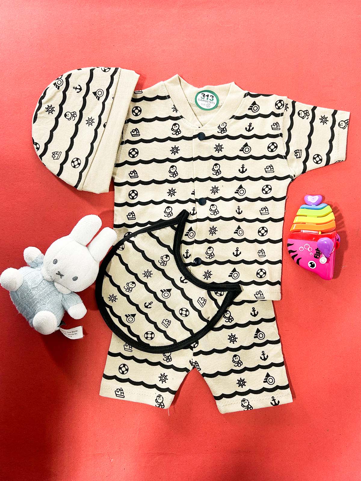 0Mth - 3Mth Brown 5Pcs Suit For Newborns NBS692
