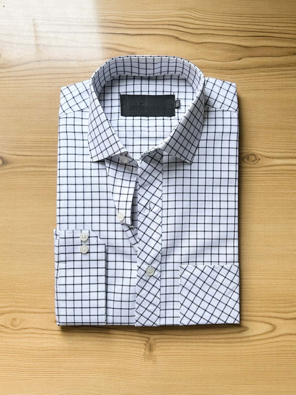 White Checks Formal Dress Shirt For Men MFS532