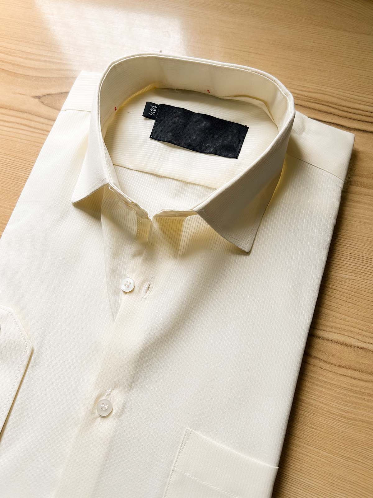 Cream Self Formal Dress Shirt For Men MFS563