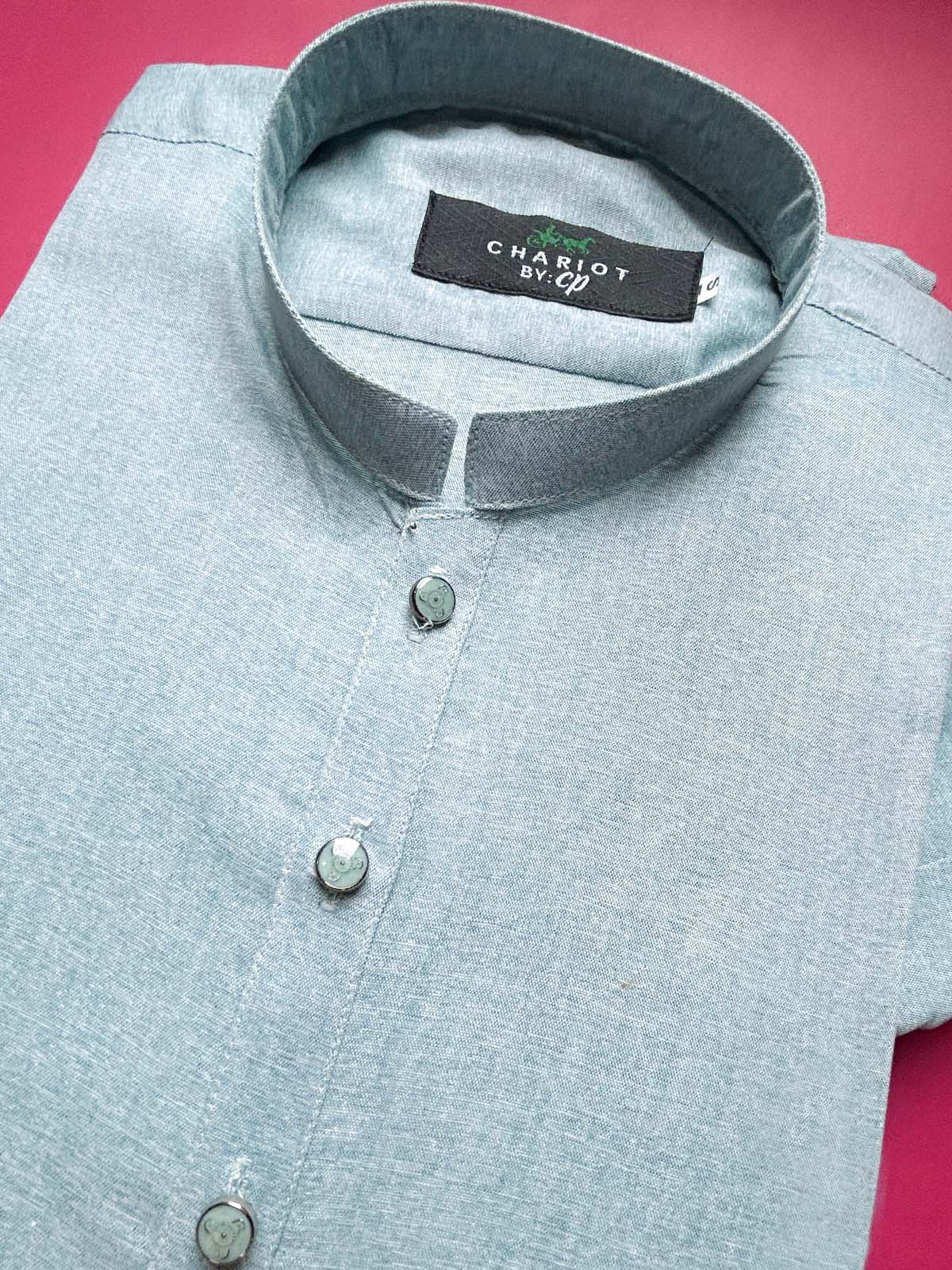946A-2 Ferozi Stitched Suit Sherwani Collar Kameez Shalwar For Men MSK375