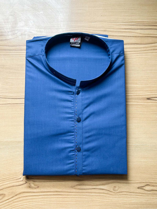 970-3 MSK495 Blue Stitched Suit Sherwani Collar Kurta Pajama For Men