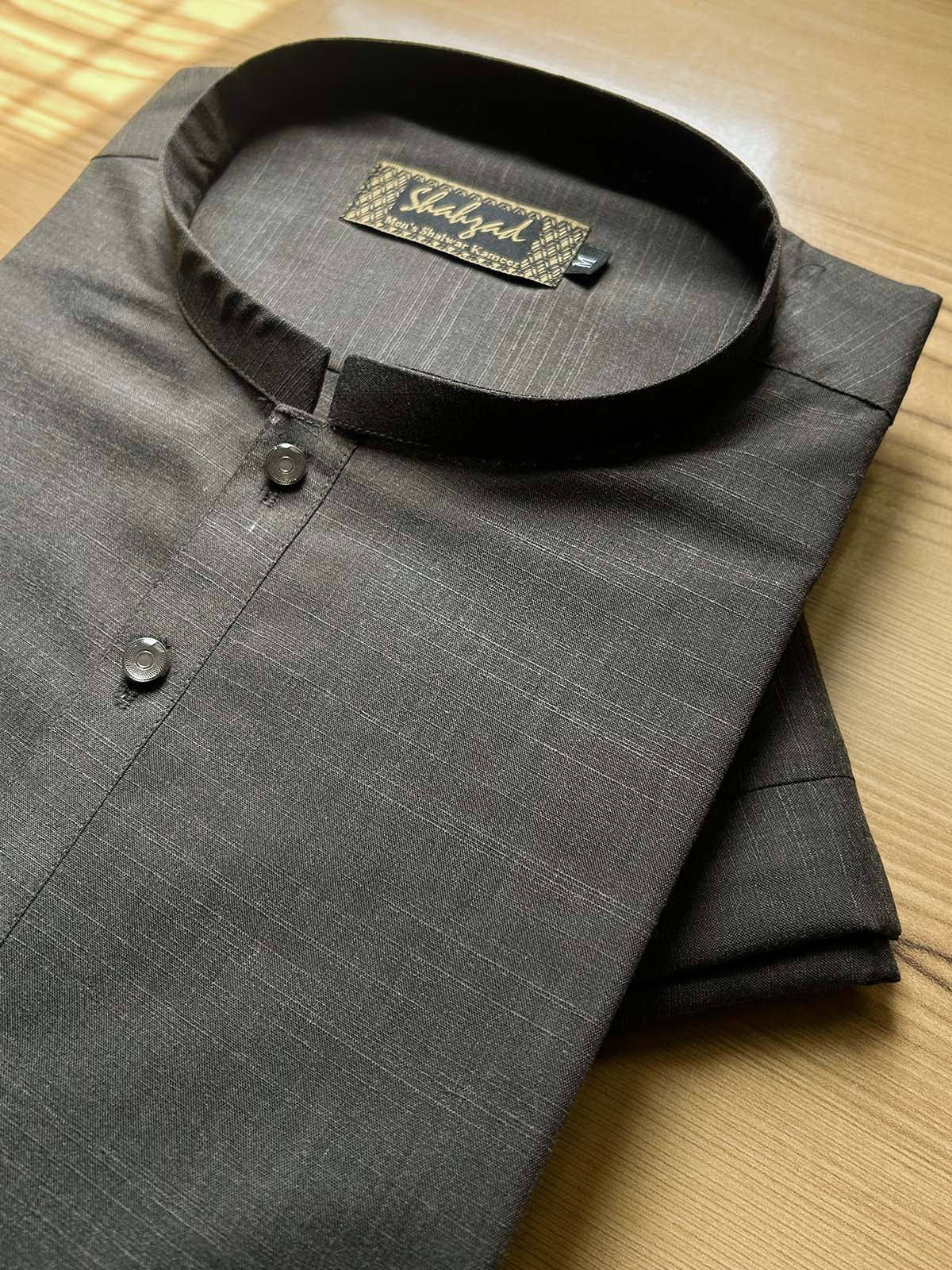 988-5 MSK536 Dark Grey Stitched Suit Sherwani Collar Kameez Shalwar For Men