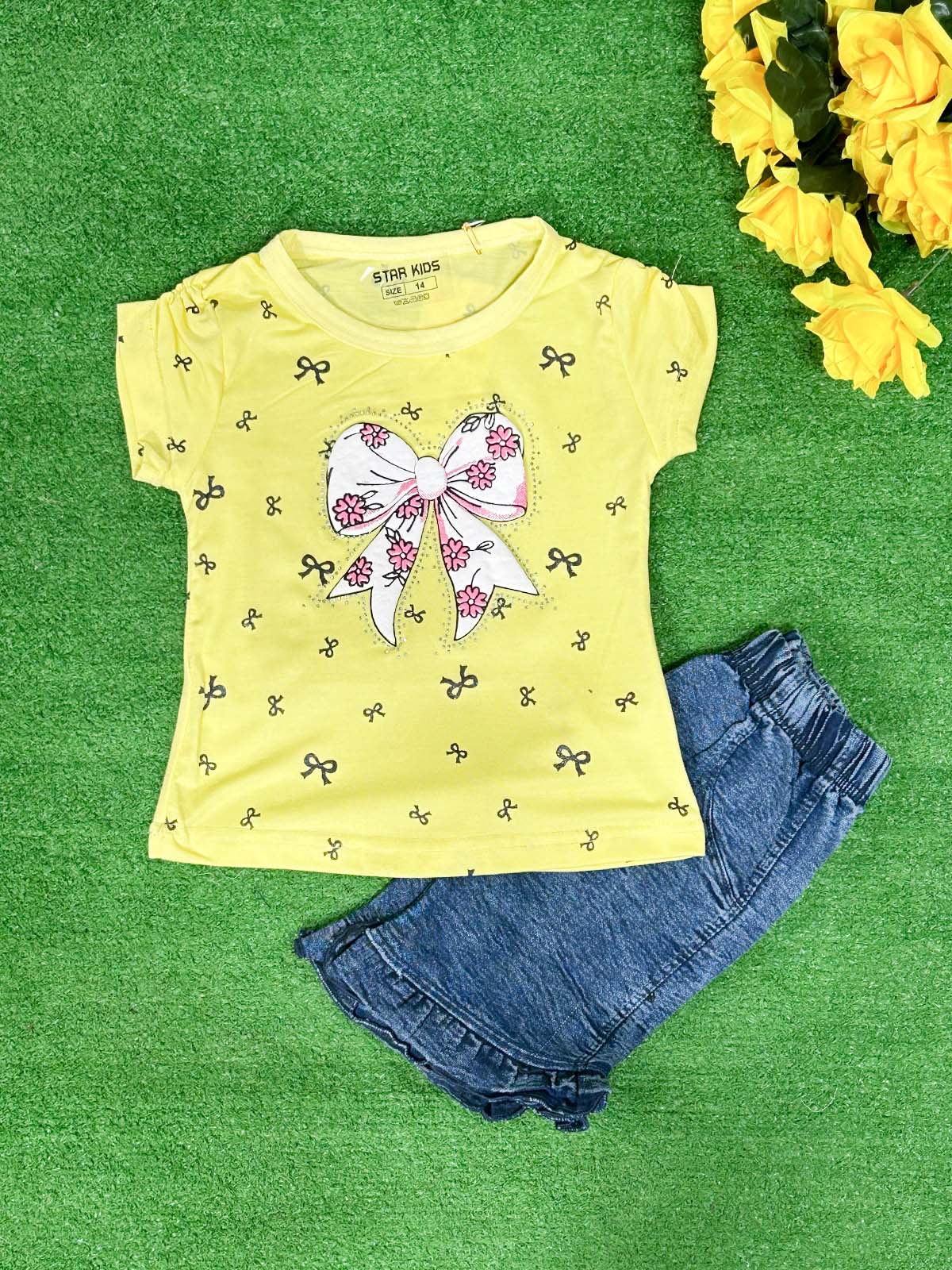 1Yr - 4Yrs Bow Yellow Suit For Girls SK GS399