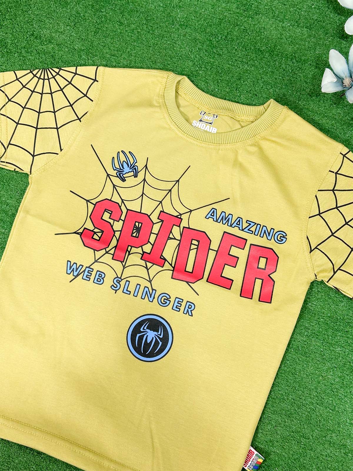 3Yrs - 7Yrs Spider Light Yellow T-Shirt For Boys SG BTS126