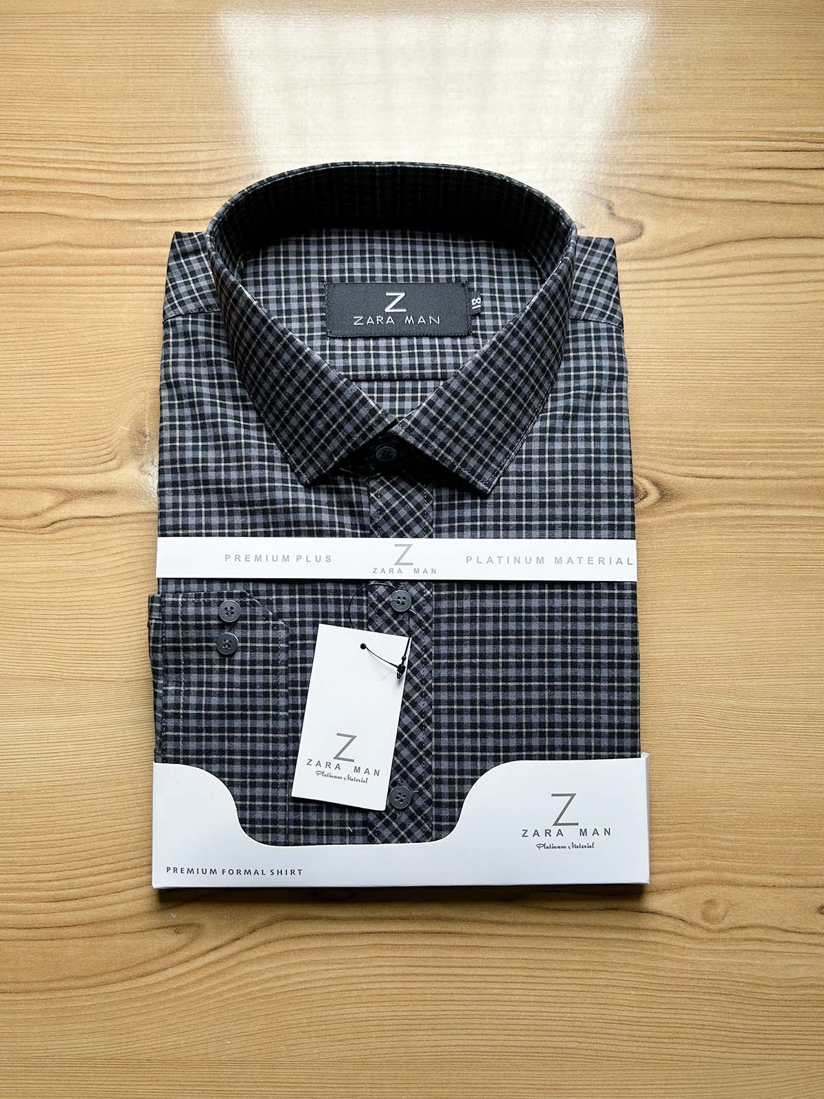 Dark Grey Checks Formal Dress Shirt For Men MFS542