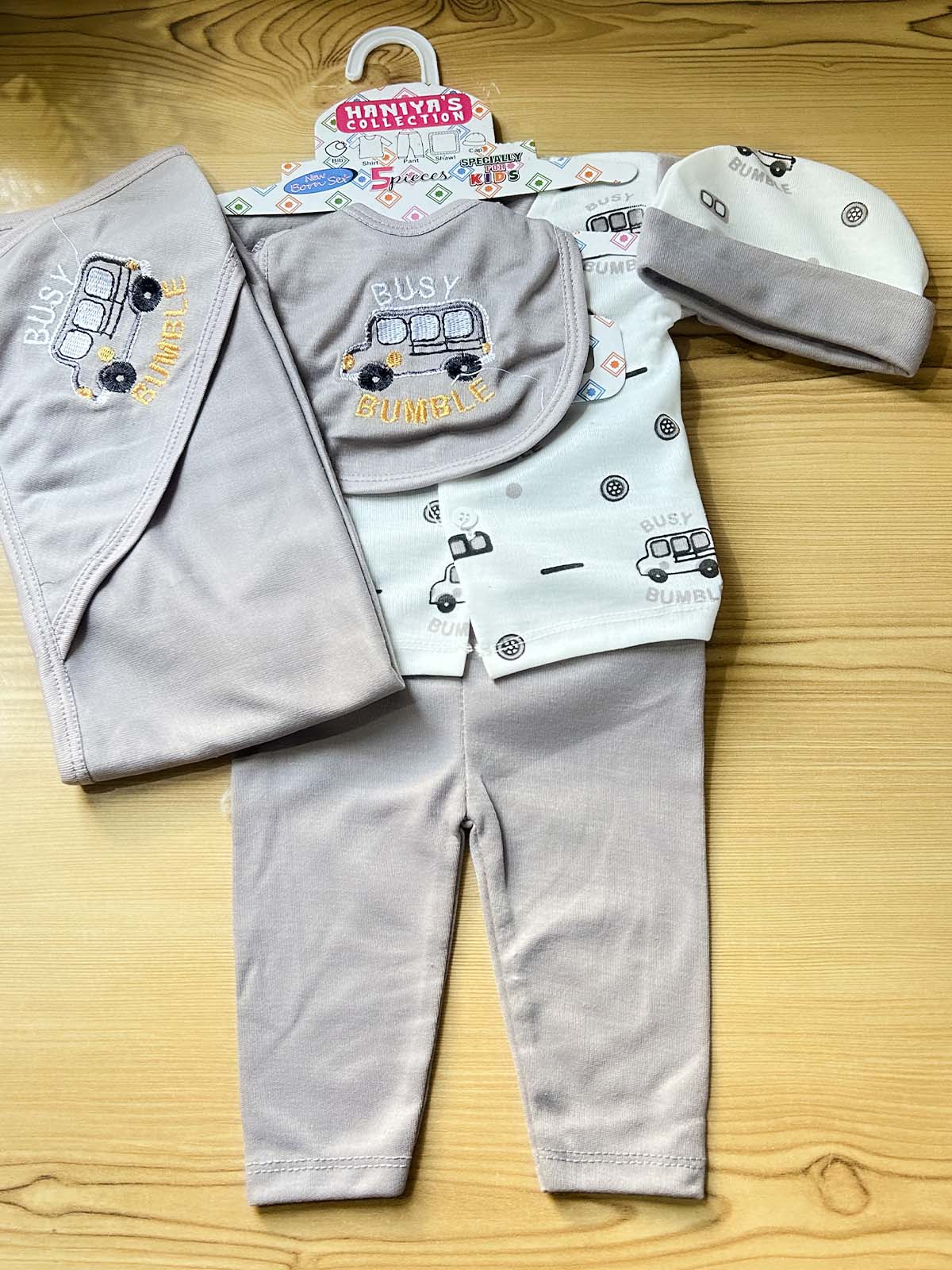 0Mth - 3Mth Grey 5Pcs Gift Set For Newborn HG NBGS358
