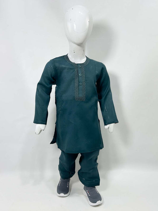 2Yrs - 14Yrs AB Dark Sea Green Boys Kurta Shalwar Cotton BKS148