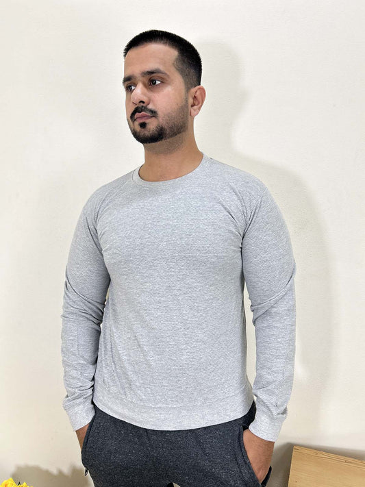 Light Grey Full Sleeve T-Shirt For Men MTS399