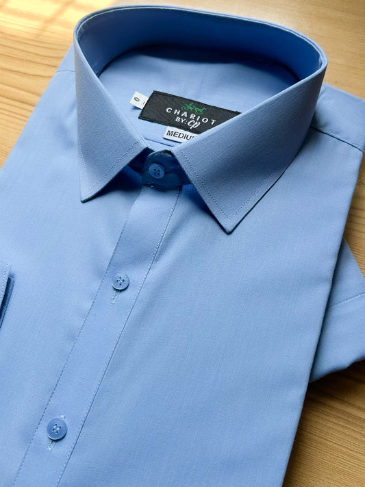 042-5 MSK531 Sky Blue Stitched Suit Shirt Collar Kameez Shalwar For Men