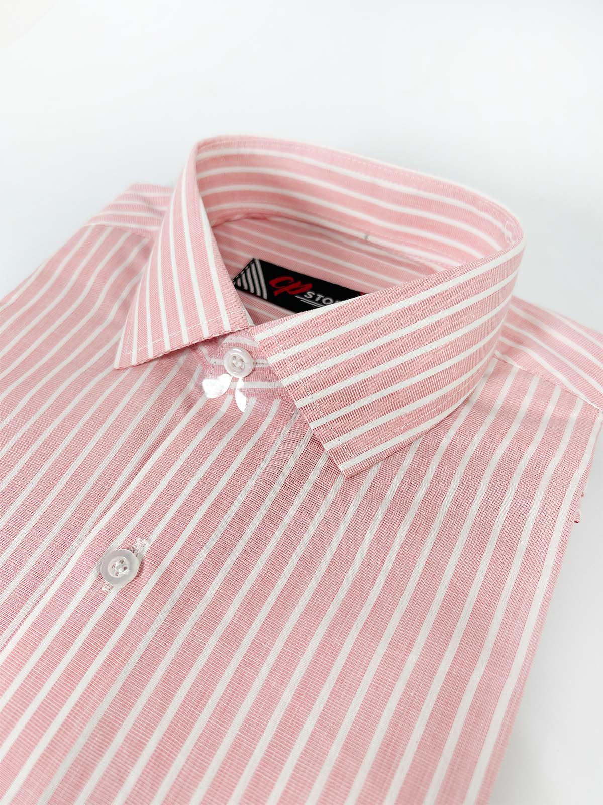 Pink Stripes Formal Dress Shirt For Men MFS407