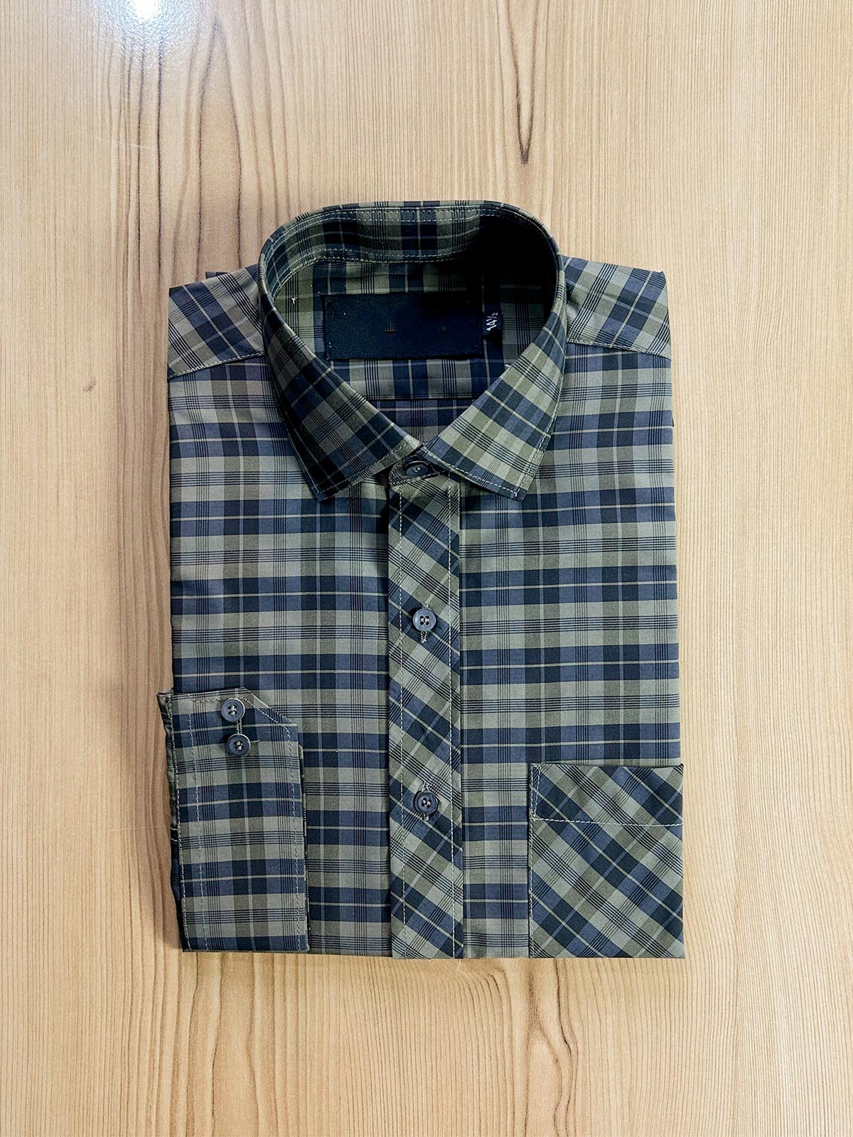Green Checks Formal Dress Shirt For Men MFS412