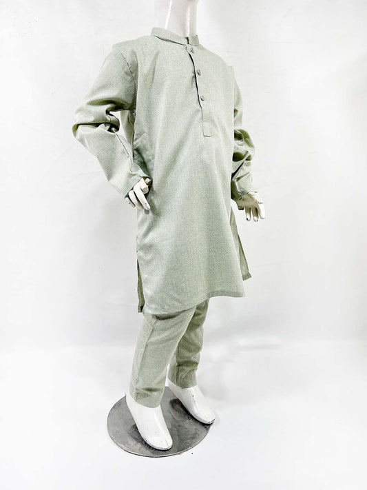 5Yrs - 14Yrs Green Kurta Pajama Suit For Boys AM BKS163