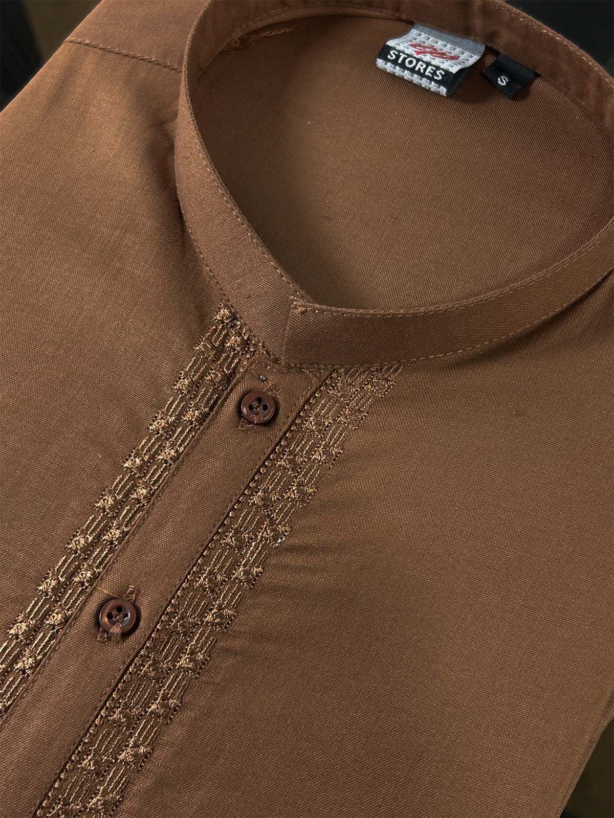 Brown Embroidery Kurta for Men MK23