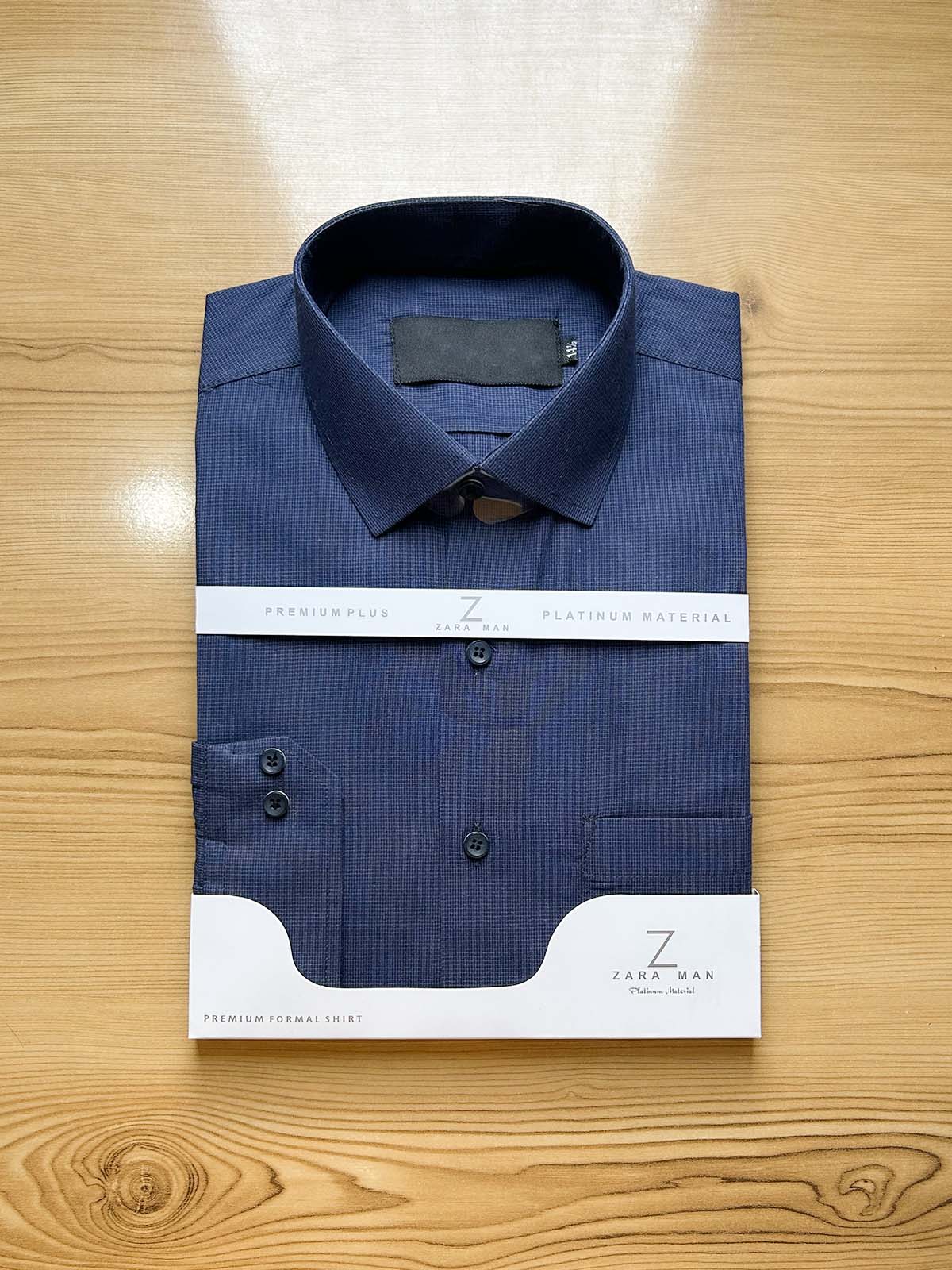 Dark Blue Micro Checks Premium Formal Dress Shirt For Men MFS494