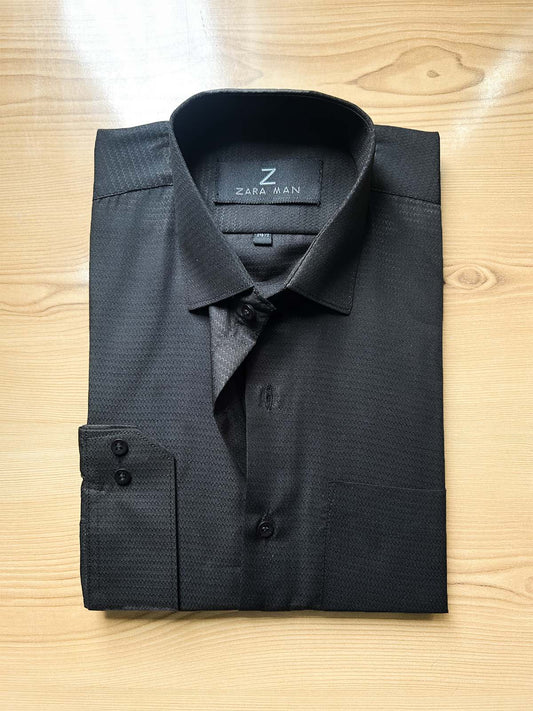 MFS599 Black Textured Formal Dress Shirt For Men