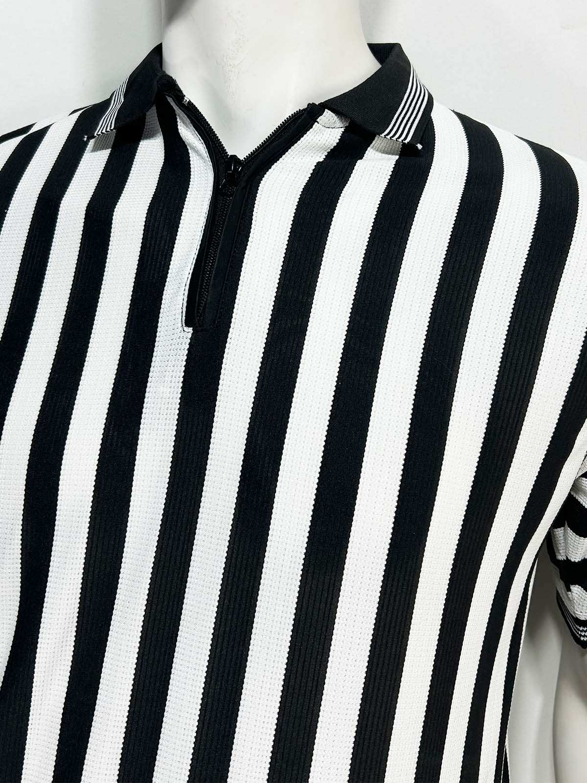 Black Striped Polo T-Shirt For Men MTS494
