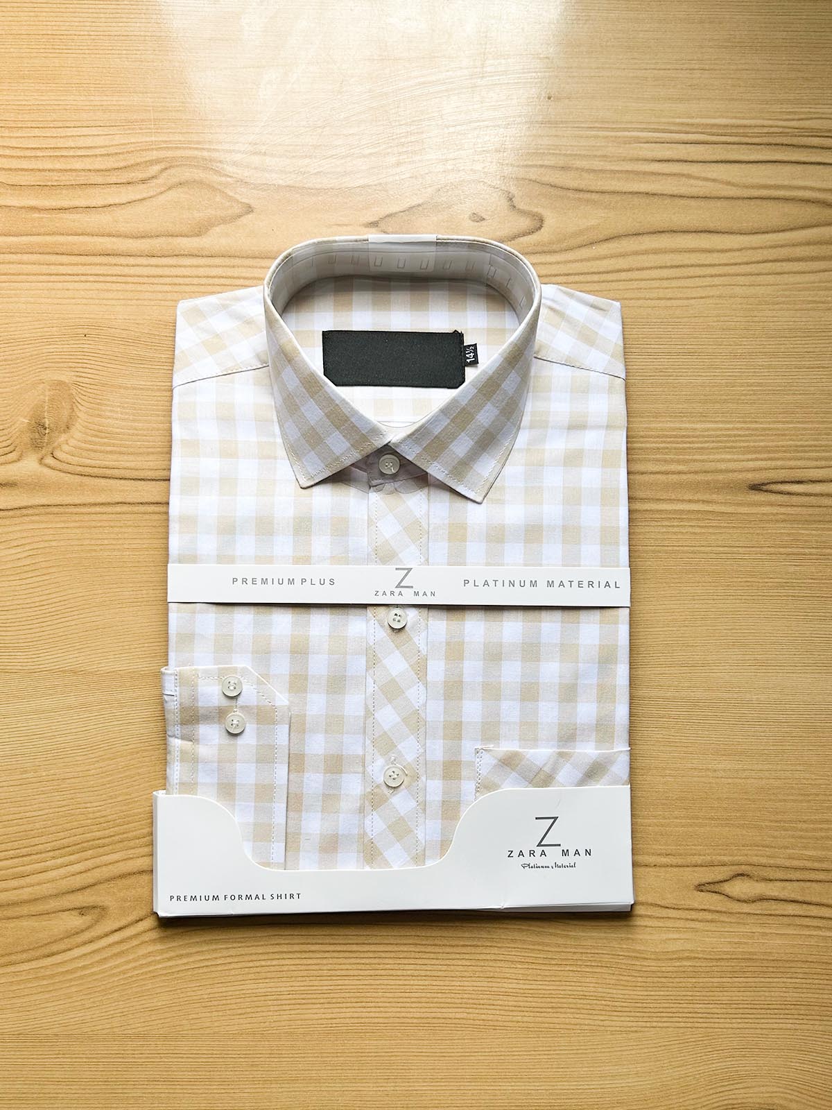 Beige Checks Formal Dress Shirt For Men MFS499