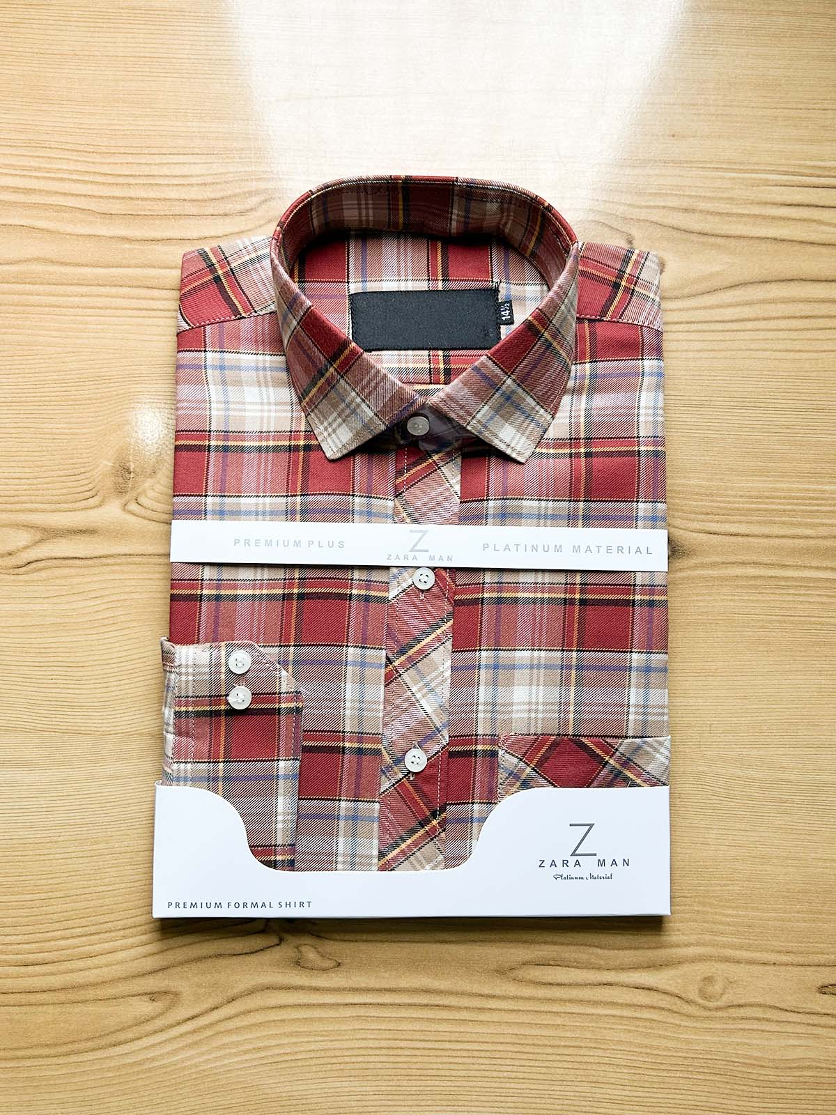 Red Checks Formal Dress Shirt For Men MFS512