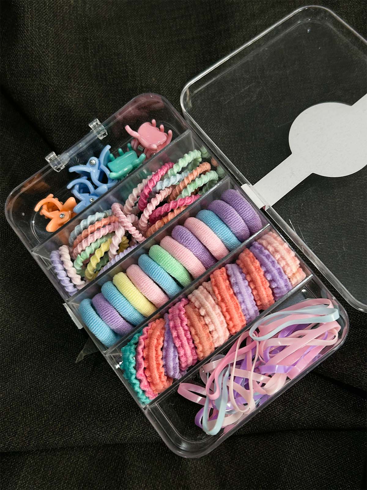 Colorful Hair Pony and Rubber Bands Set With Organizer Box GHB31