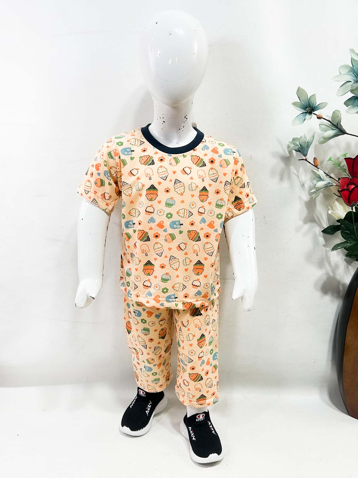 1Yrs - 5Yrs Orange Jersey Night Suit For Kids NG BNS41