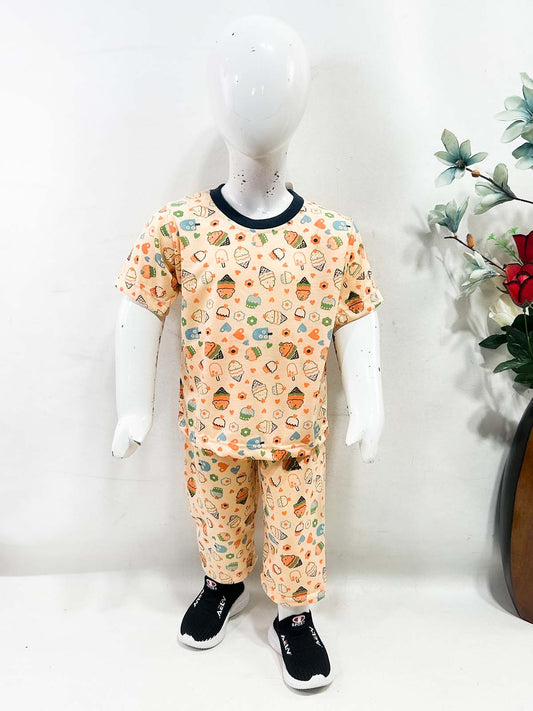 1Yrs - 5Yrs Orange Jersey Night Suit For Kids NG BNS41