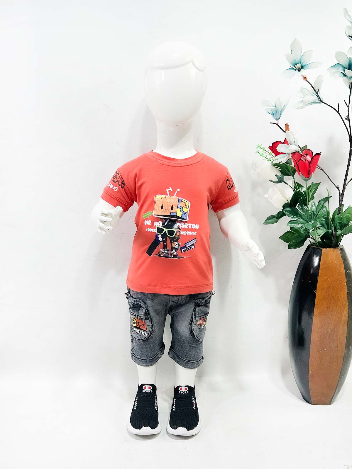 3Mth - 9Mth Red Baba Suit For Newborns AJ NBS741
