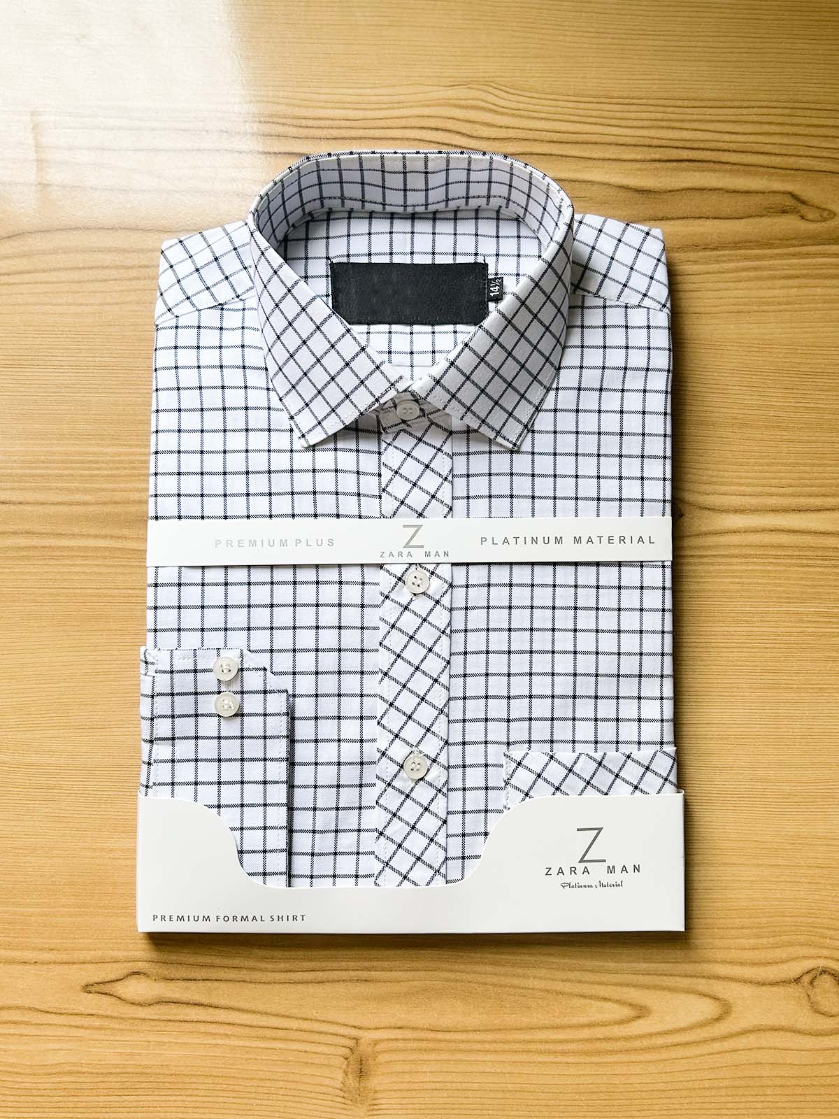 White Checks Formal Dress Shirt For Men MFS532