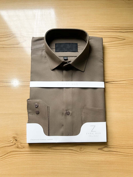 Brown Self Formal Dress Shirt For Men MFS564