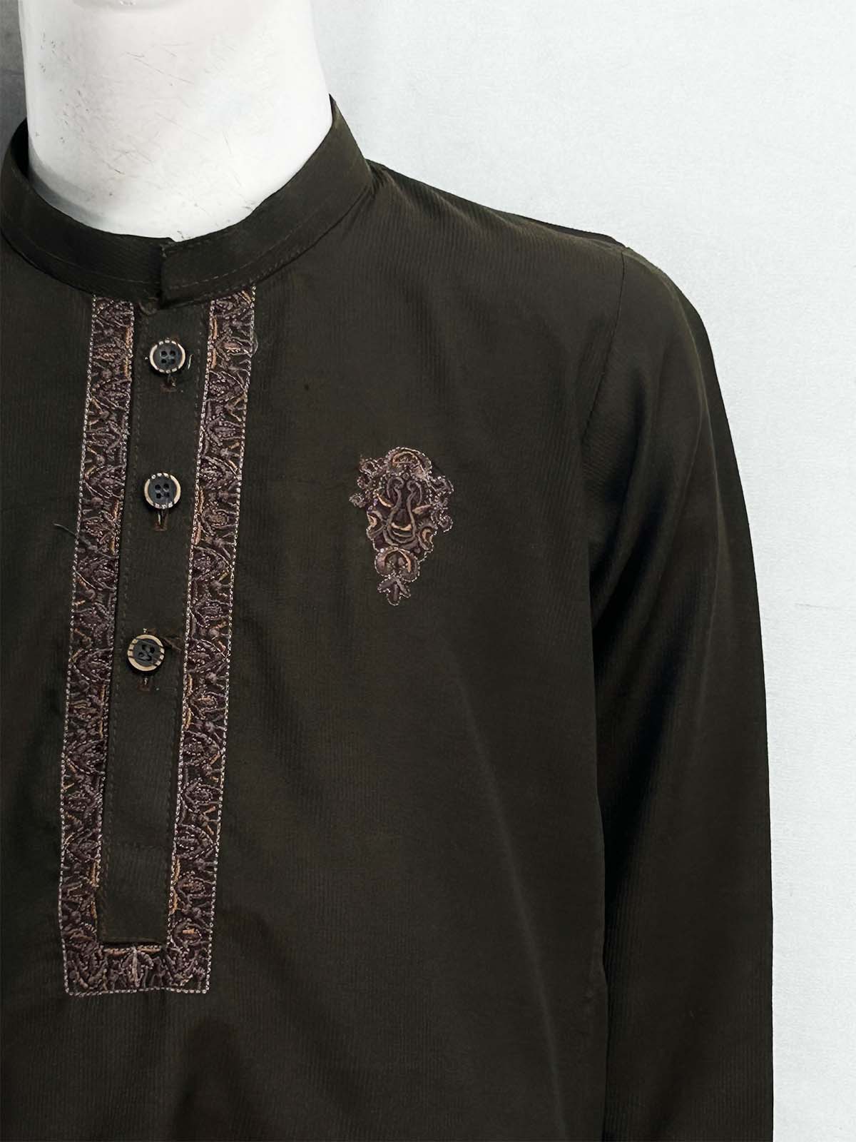 5Yrs - 14Yrs Dark Brown Kameez Shalwar Suit For Boy AM BKS202